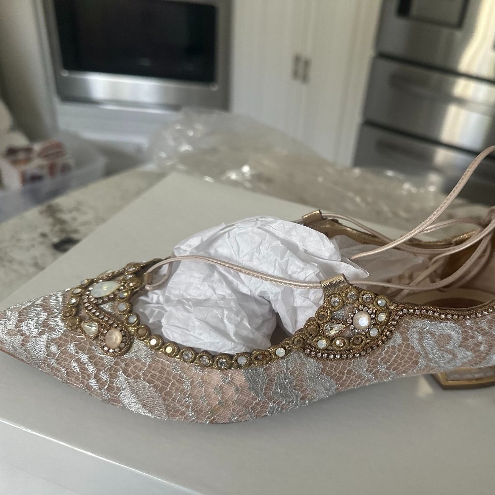 Rene Caovilla-Pink color with peal/diamond embellishments Size 40.5 New Box